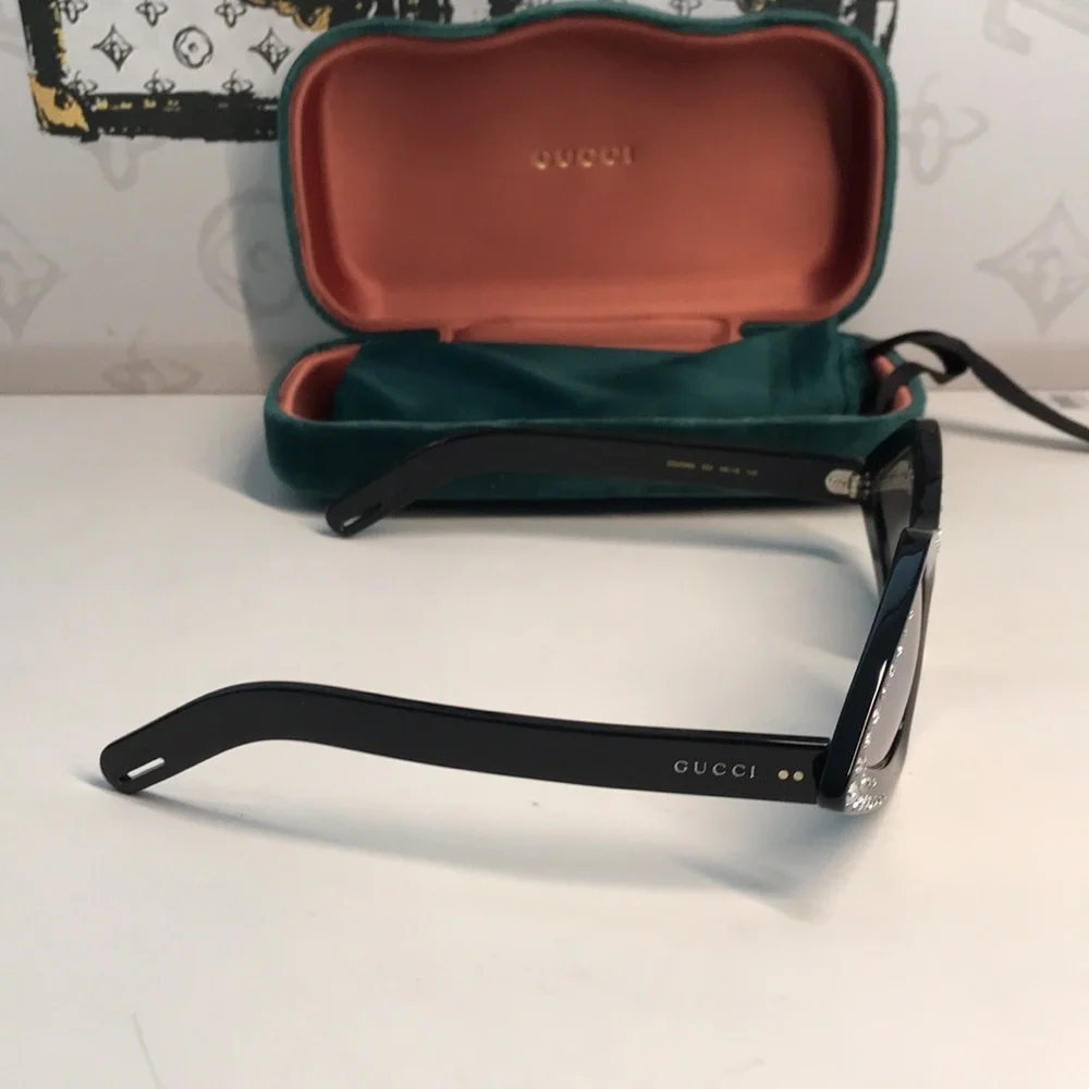 New Authentic Gucci Black Rhinestone Sunglasses. GG0496s 004 - Picture 7 of 14